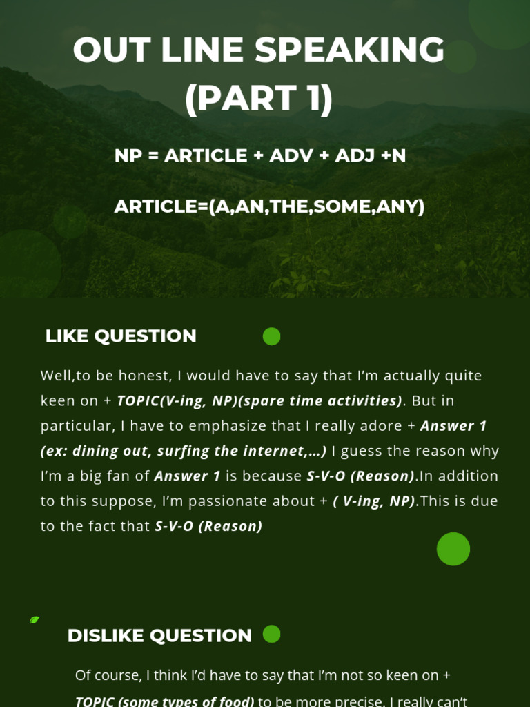 OUT LIne Speaking (Part 1) | PDF