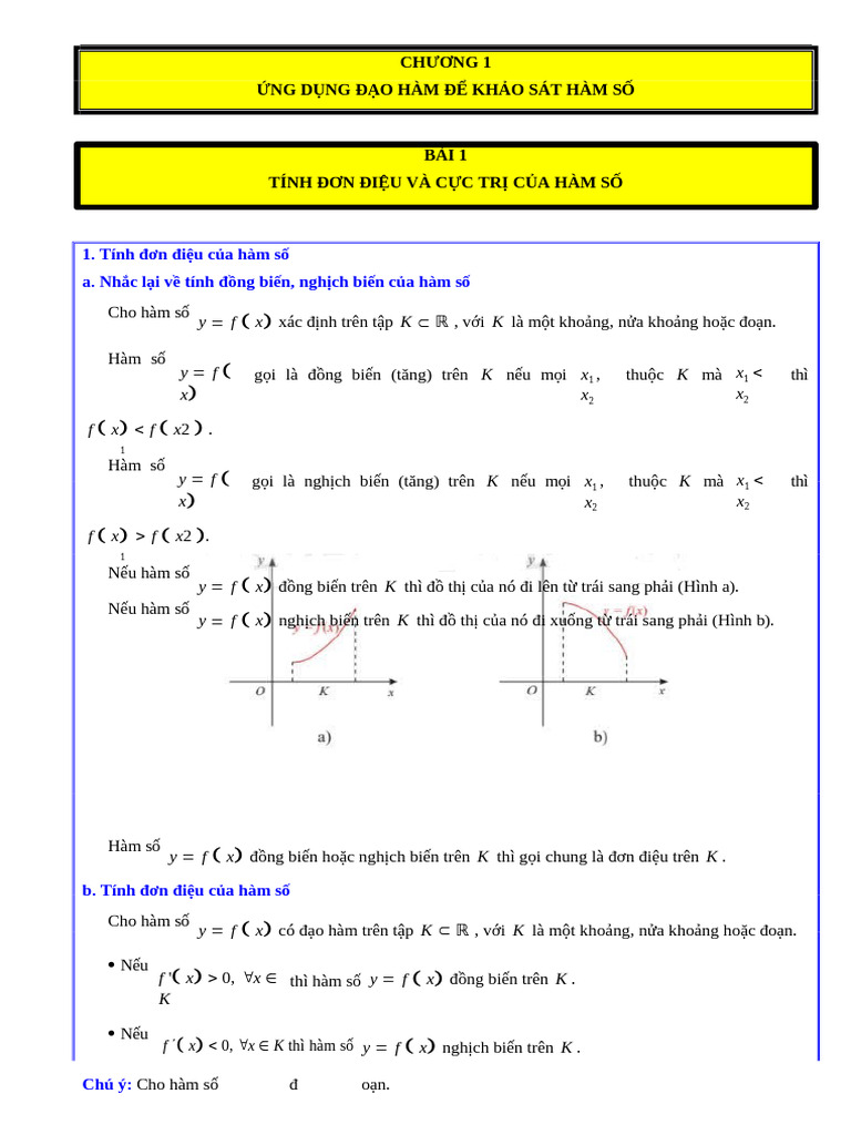 Cac dang bai tap tinh don dieu va cuc tri cua ham so toan 12 ctst pdf
