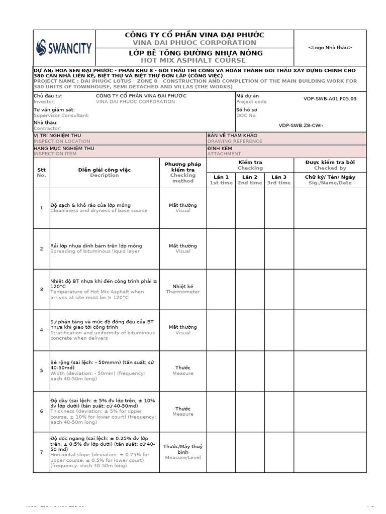 VDP - swb.A01.F05.03 Lop Be Tong Duong Nhua Nong | PDF