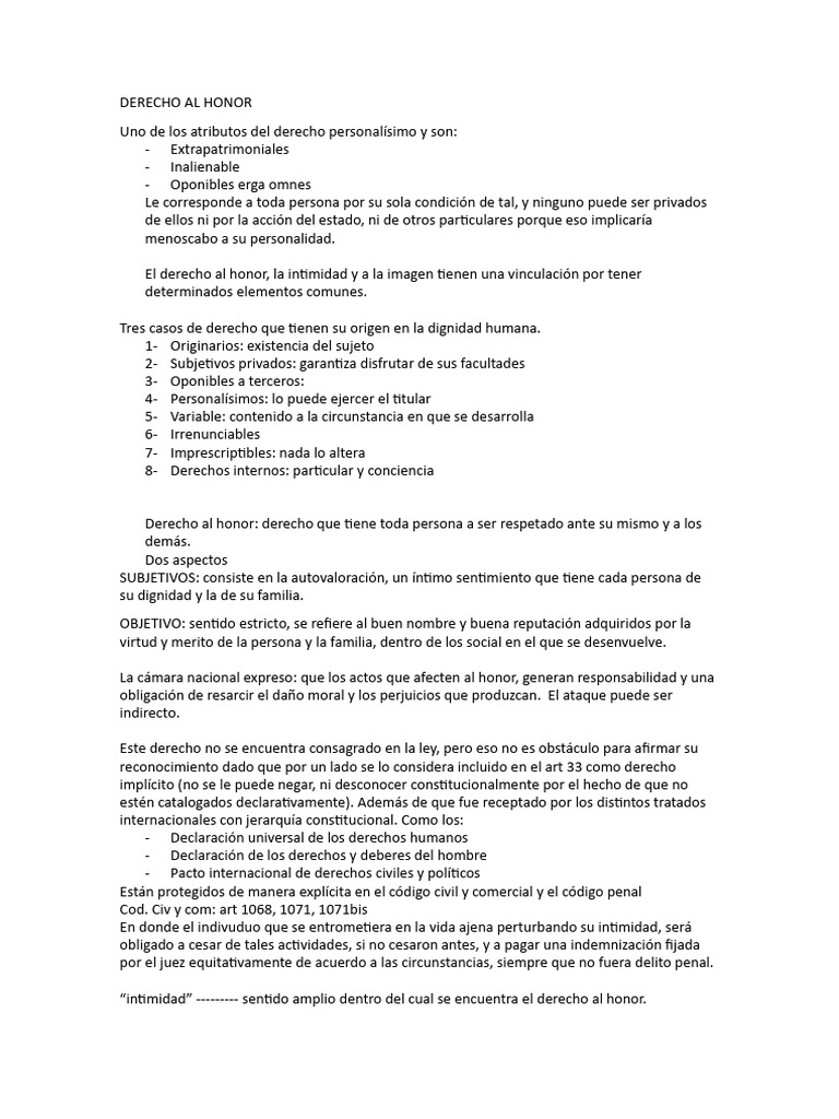 Derecho de Honor | PDF