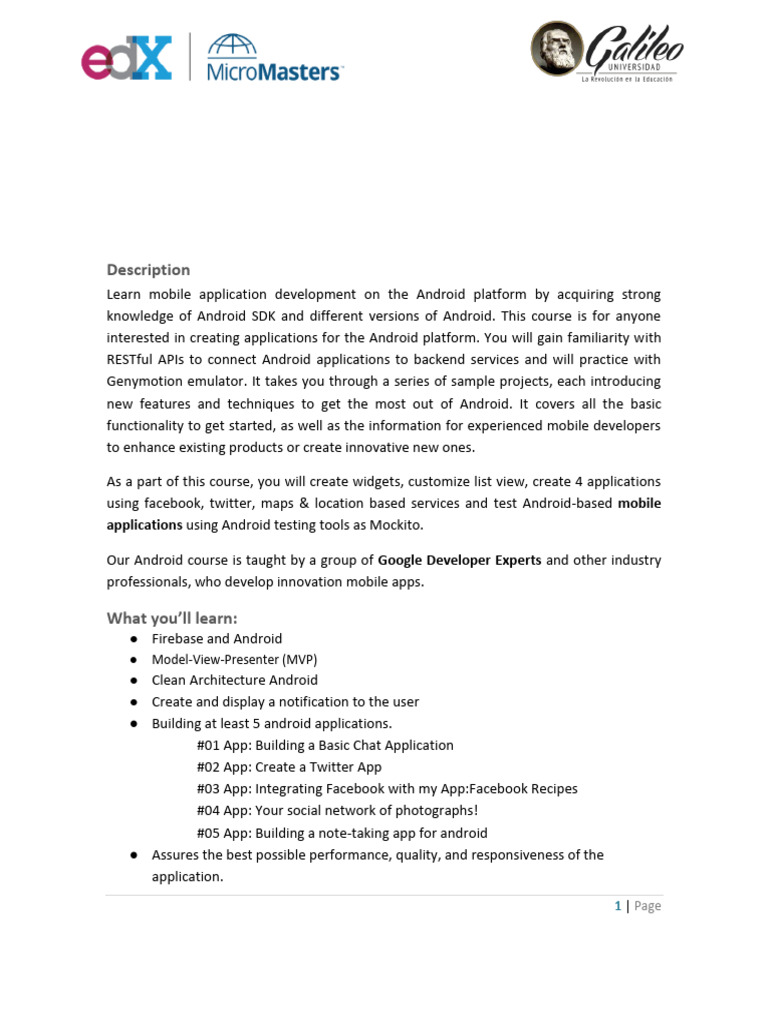 Run 2 Professional Android Development Program Course 3 | PDF
