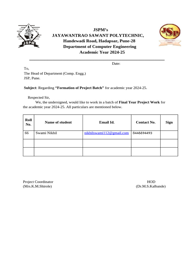 Batch Formation Form | PDF