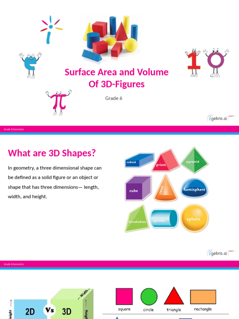 Suface Area and Volume of 3DFigures PDF