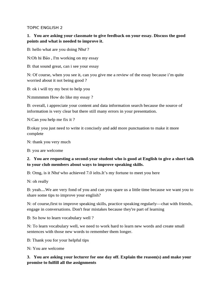 Topic English 2 | PDF