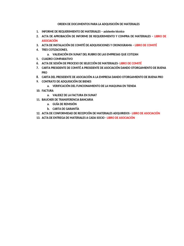 Orden Doc para Compra de Materiales | PDF