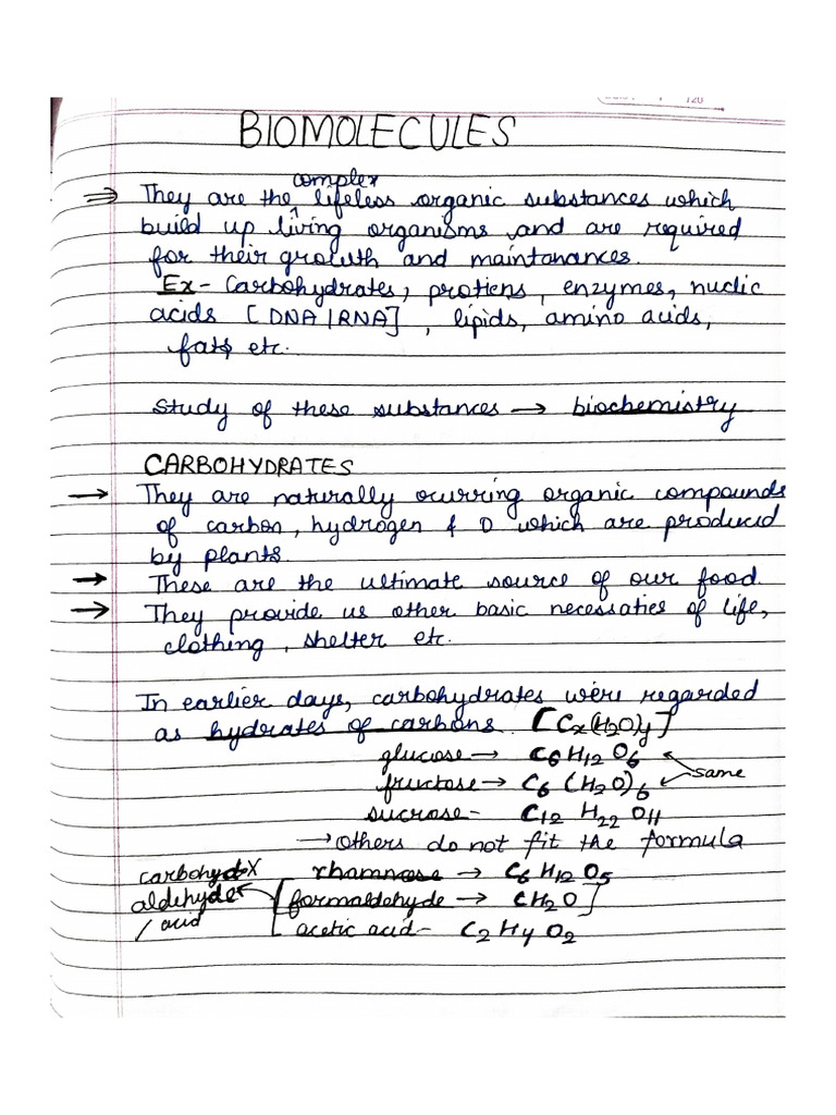 Notes of Biomolecules | PDF