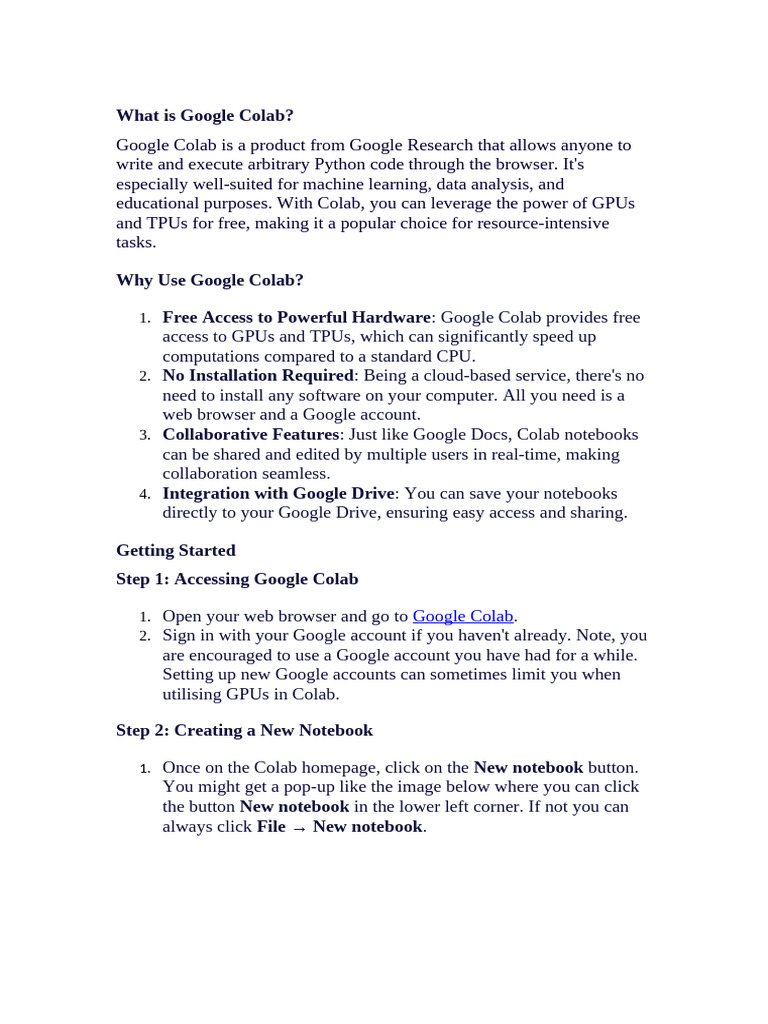 Google Colab Steps | PDF