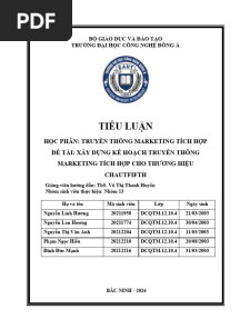 BÀI TIỂU LUẬN IMC THƯƠNG HIỆU CHAUTFIFTH - NHÓM 13-DONE