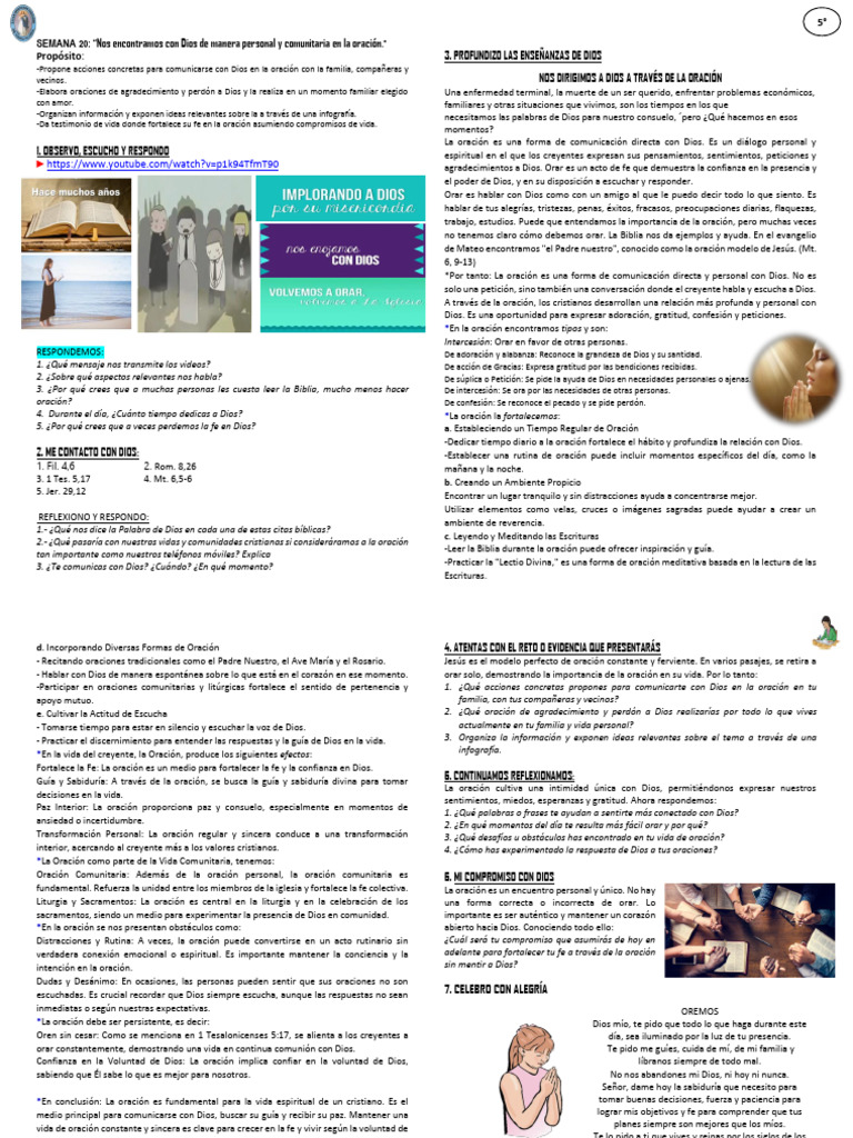 Semana 20 Fortalecemos Nuestra Fe en La Oración | PDF