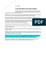 National News From India - Oct 20, 2008-Indian Equities Go Up and Down, But Stay in Green