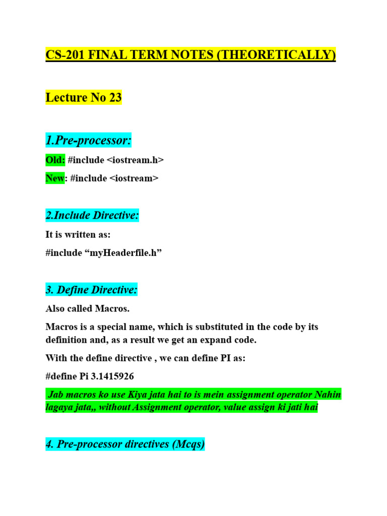 CS201 (Final Term Notes) by ALMAS AFZAL | PDF