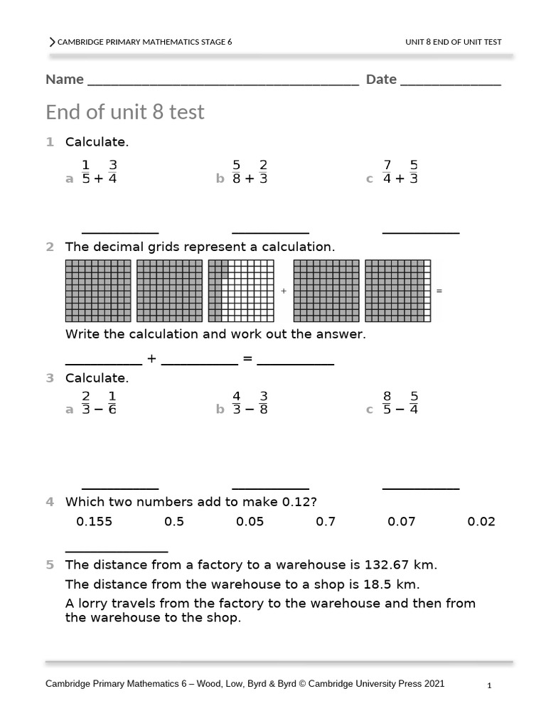 Stage 6 Unit 8 EofU Test | PDF