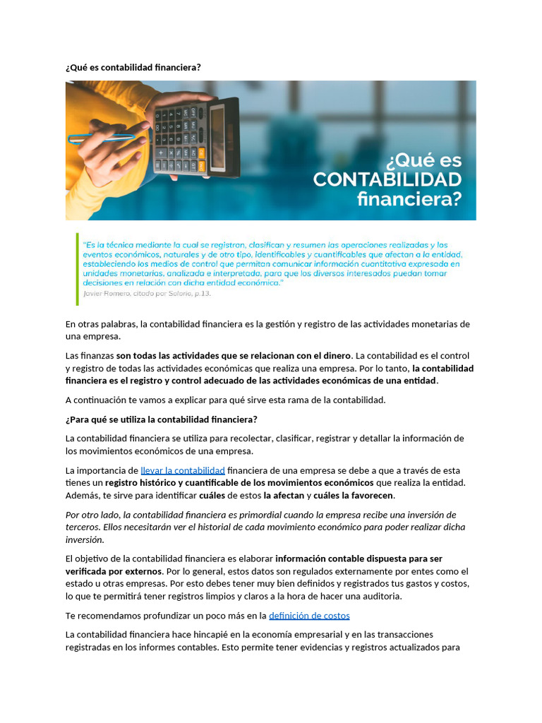Qué Es Contabilidad Financiera Pdf