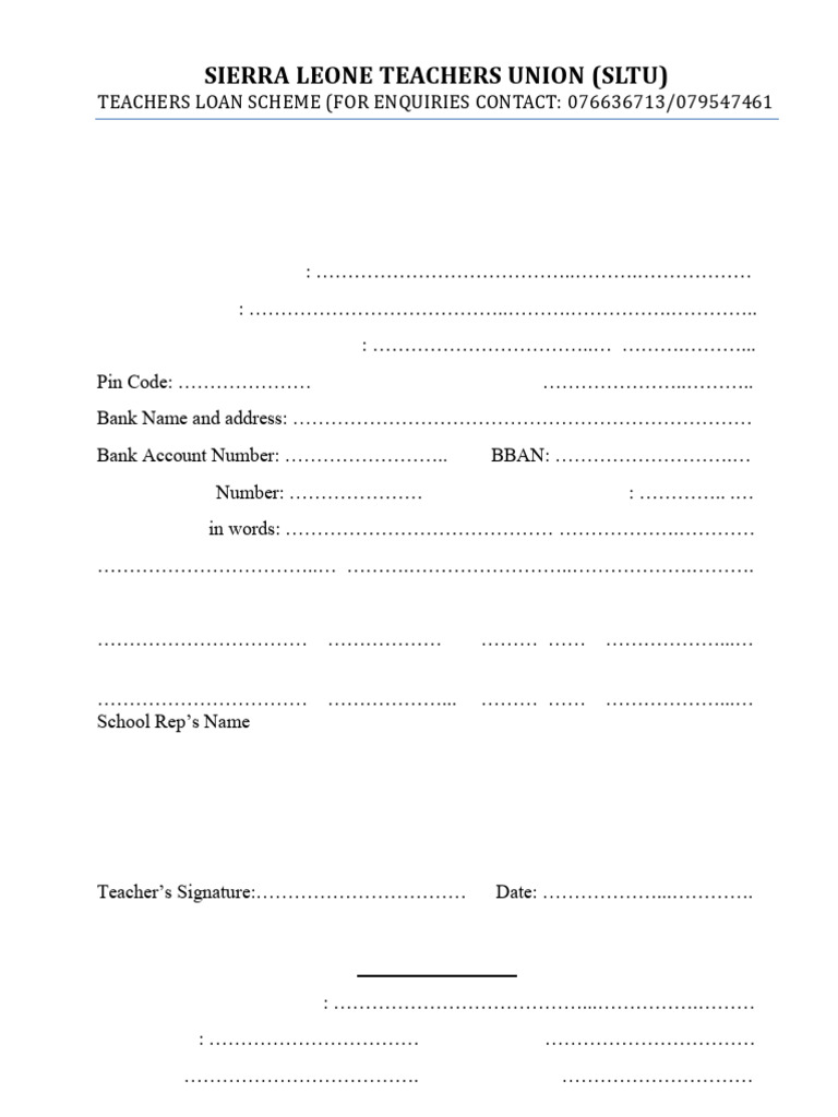 Sltu Loan Form - General | PDF