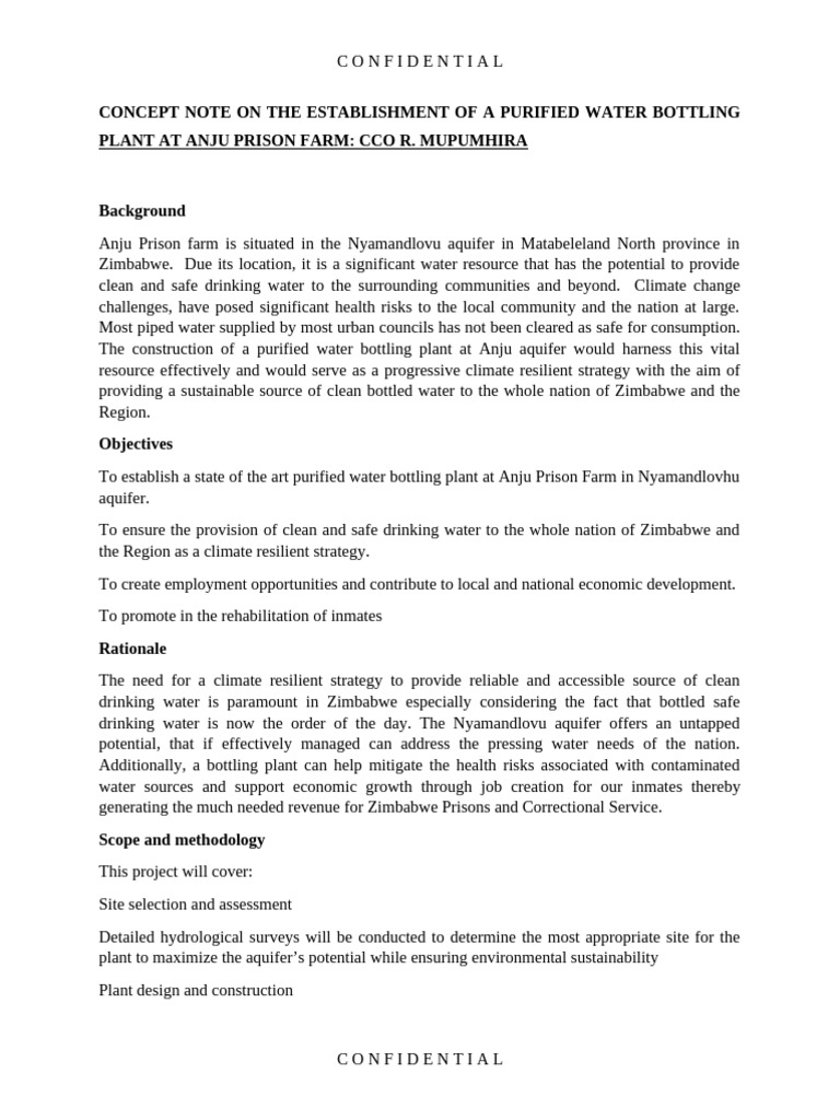 Anju Prison Farm Water Project | PDF | Water | Bottled Water