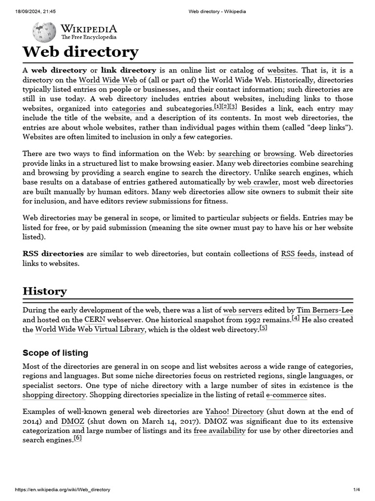 Web Directory - Wikipedia | PDF