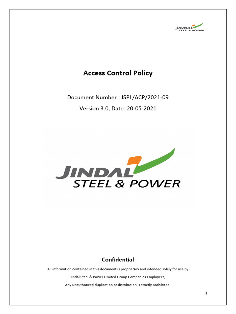 JSPL Access Control Policy Document | PDF | Information Security ...