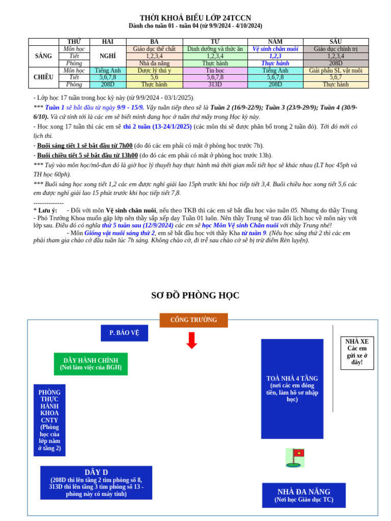 Thời Khoá Biểu Lớp 24Tccn: Môn học Tiết Phòng Môn học Tiết Phòng | PDF