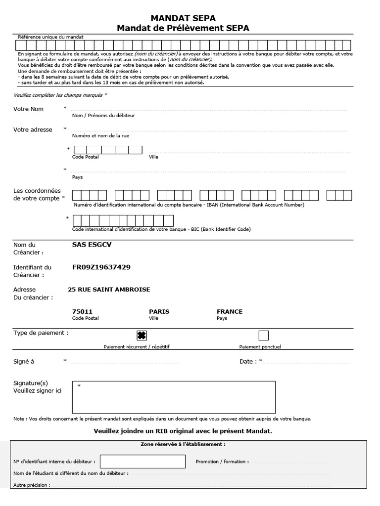 Mandat sepa exemplaire pdf