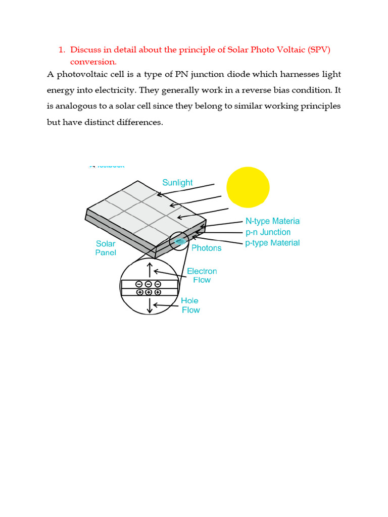 Principle of Solar Photo Voltaic (SPV) | PDF