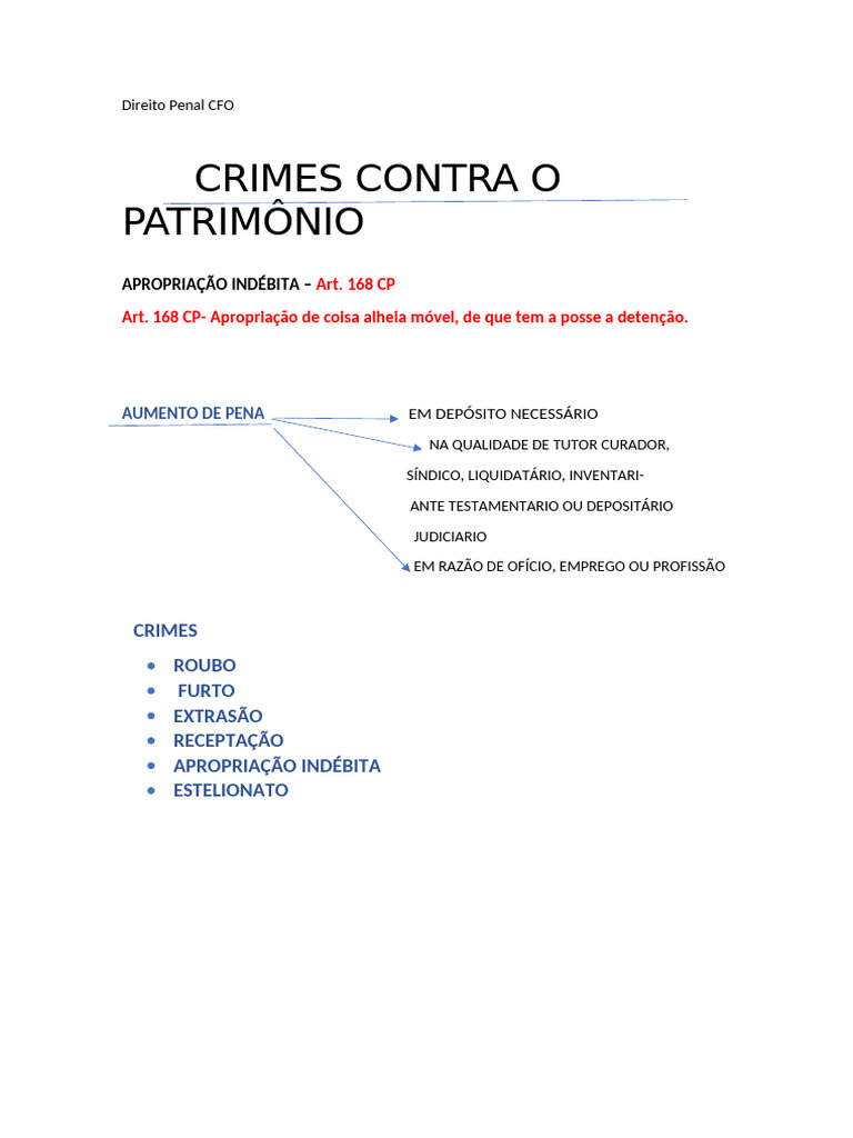 Direito Penal Cfo- Crimes Contra o Patrimonio | PDF