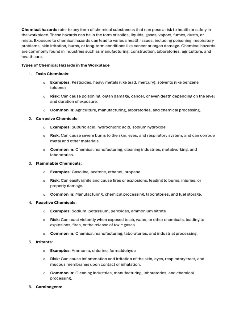 Chemical Hazards Pdf