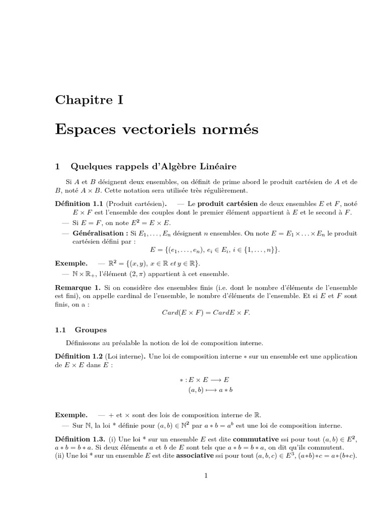 Définition des espaces vectoriels | PDF | Anneau (mathématiques ...