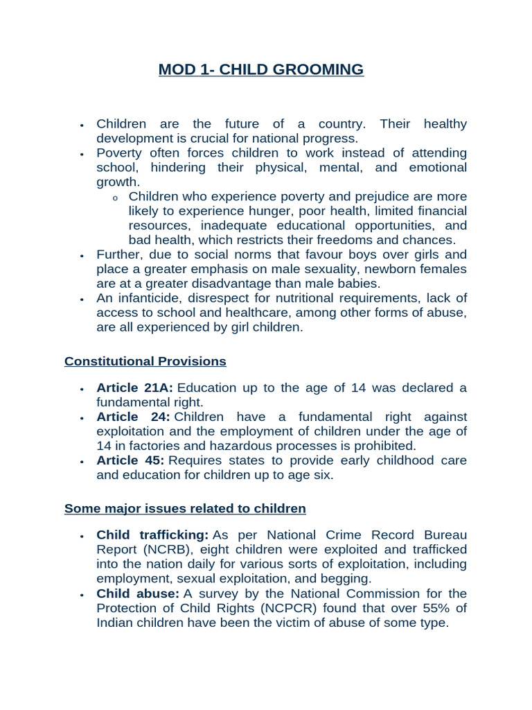 Mod - Child Grooming | PDF