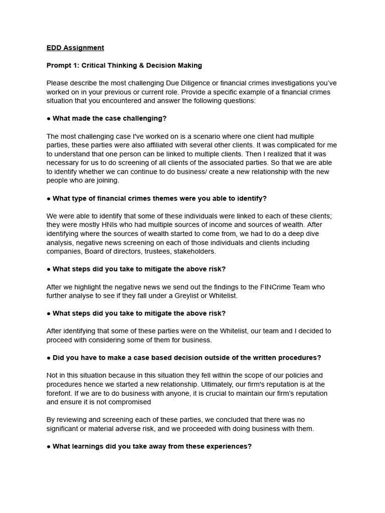 EDD Assignment | PDF