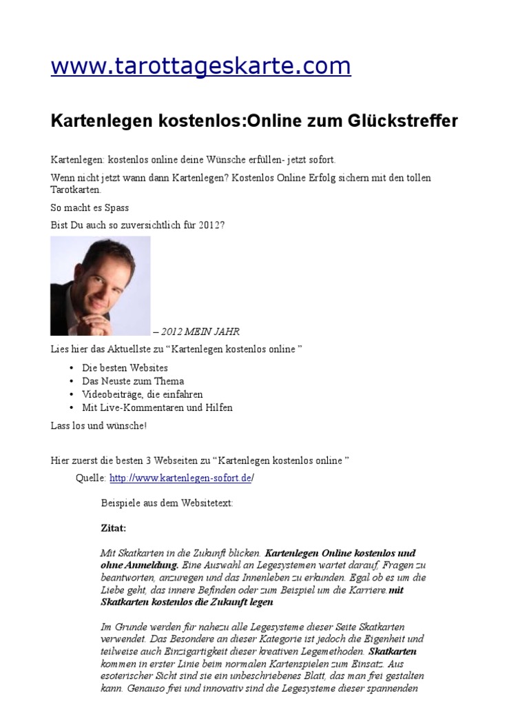 Kartenlegen Kostenlos Online Zum Gluckstreffer