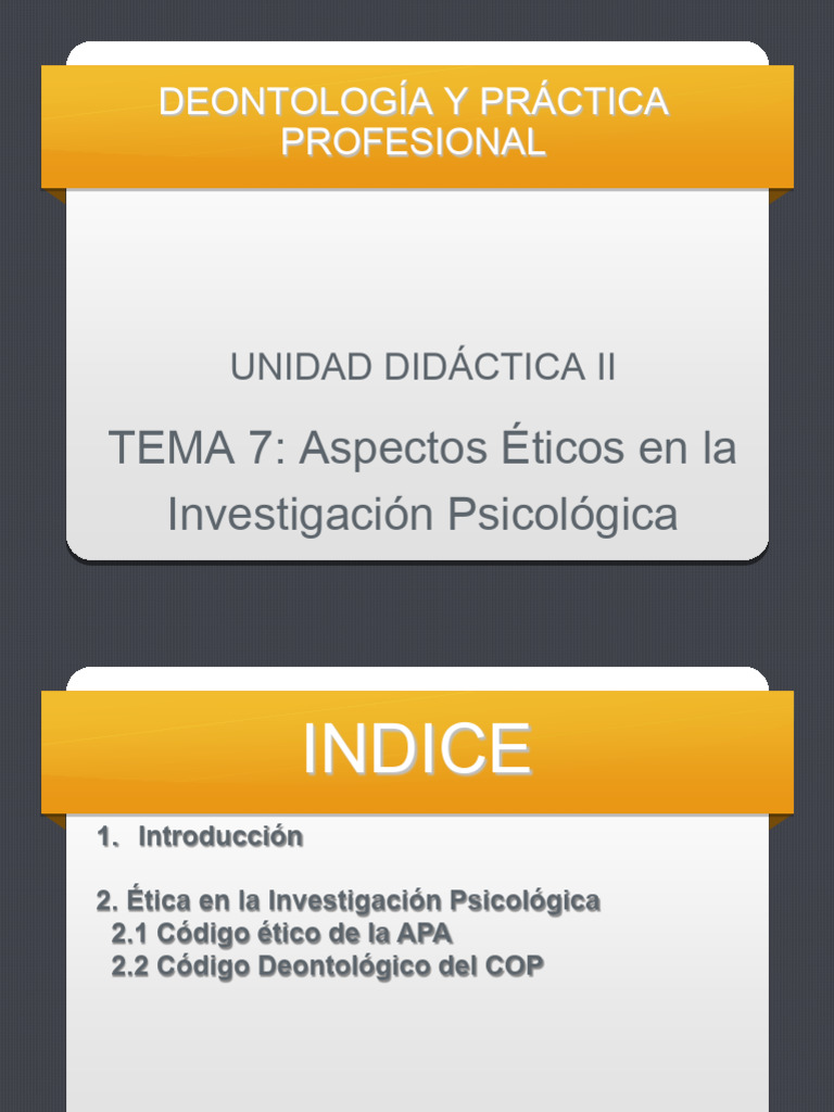 Tema 7. Aspectos Éticos en La Investigación Psicológica | PDF