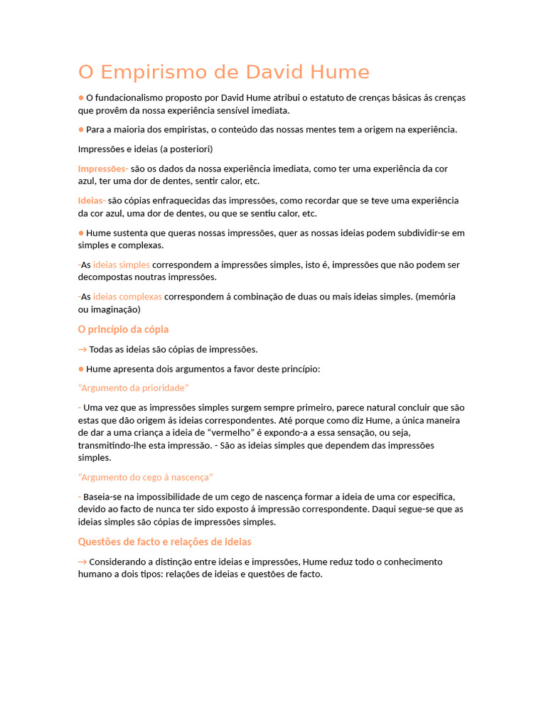 O Empirismo de David Hume | PDF