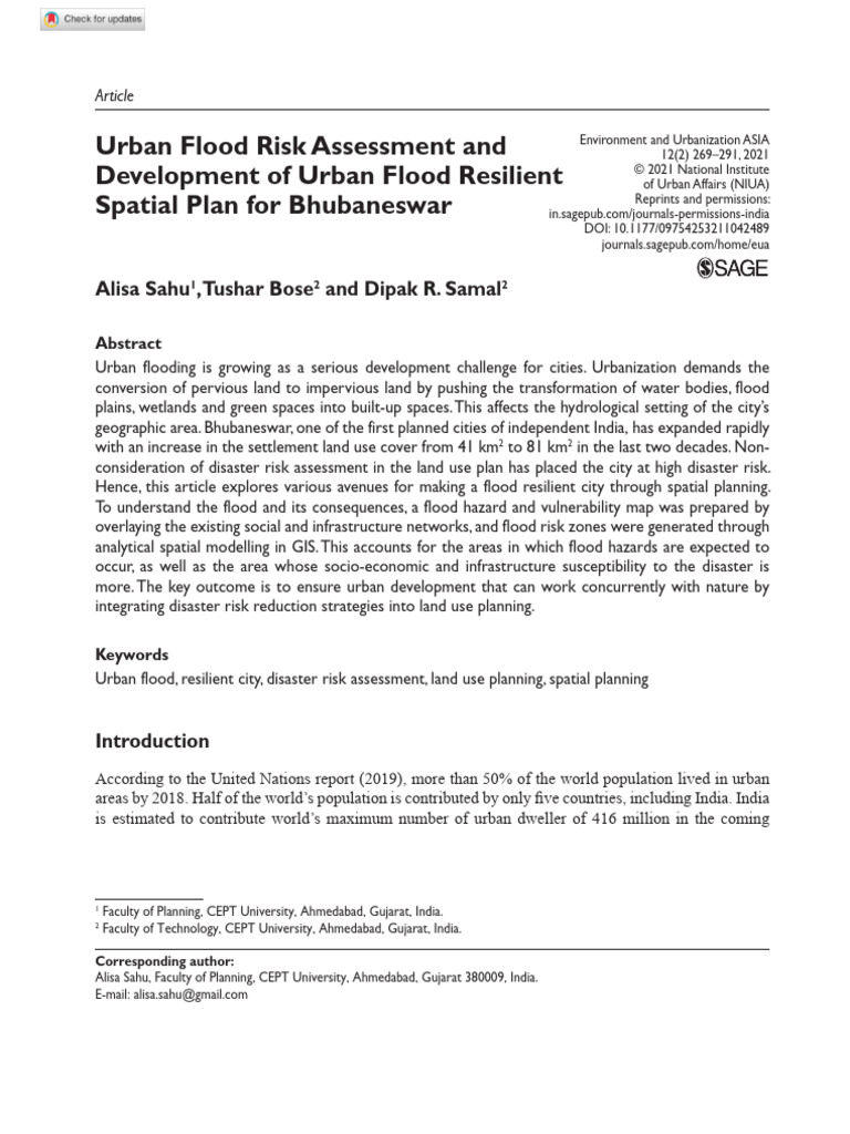 Urban Flood Risk Assessment and Development of Urban Flood Resilient ...