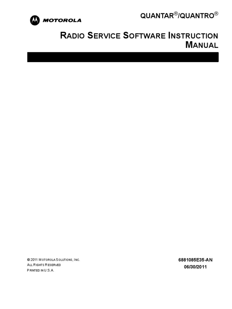 6881085E35An QUANTAR QUANTRO Radio Service Software Instruction Manual