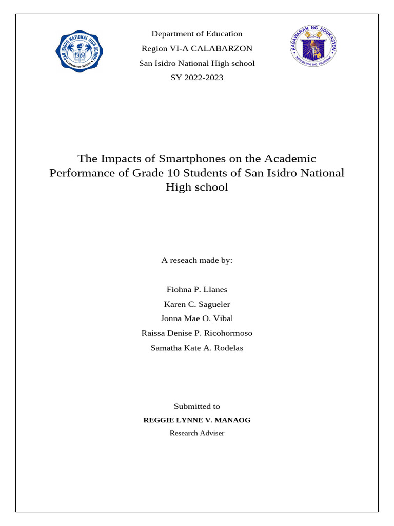 Smartphone Impact on Grade 10 Students | PDF | Social Media | Popular ...