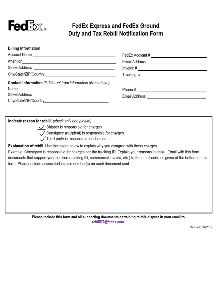 FedEx DT Rebill Form 2 | PDF