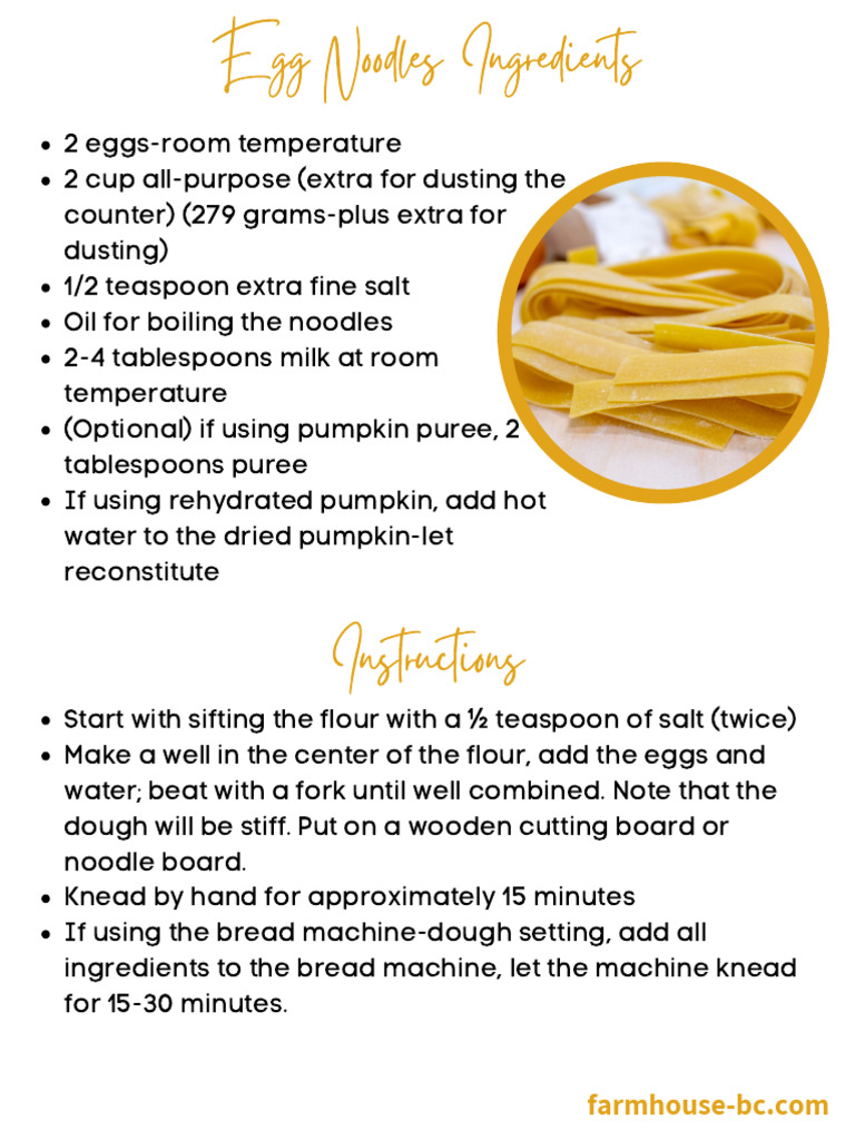 Egg Noodle Recipe PDF | PDF