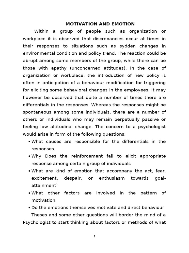 Motivation And Emotion Pdf