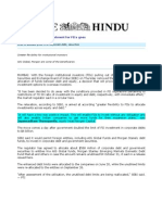 The Hindu - Oct 16, 2008 - Cap On Debt-Equity Investment For FIIs Goes