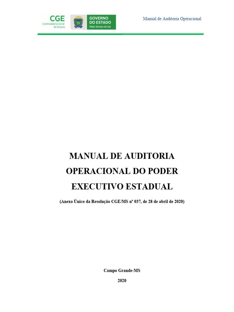 Manual de Auditoria Operacional Do Poder Executivo Estadual | PDF