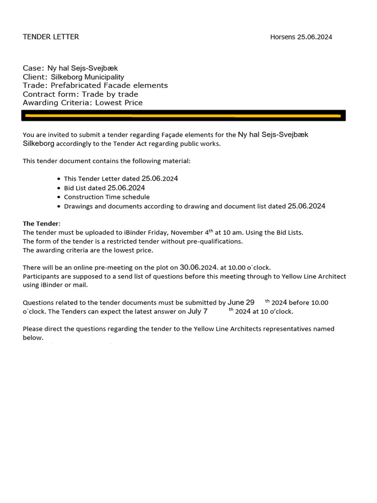 Tender letterTENDER | PDF