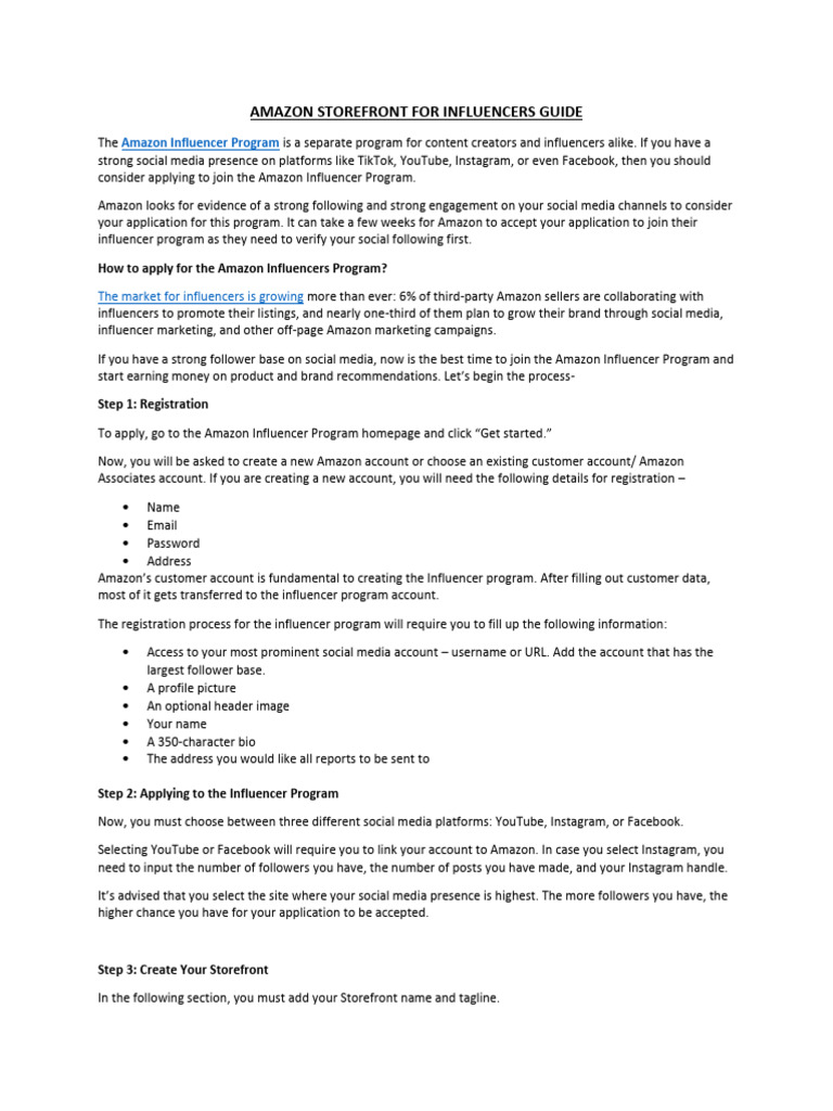 Amazon storefront for influencers guide pdf