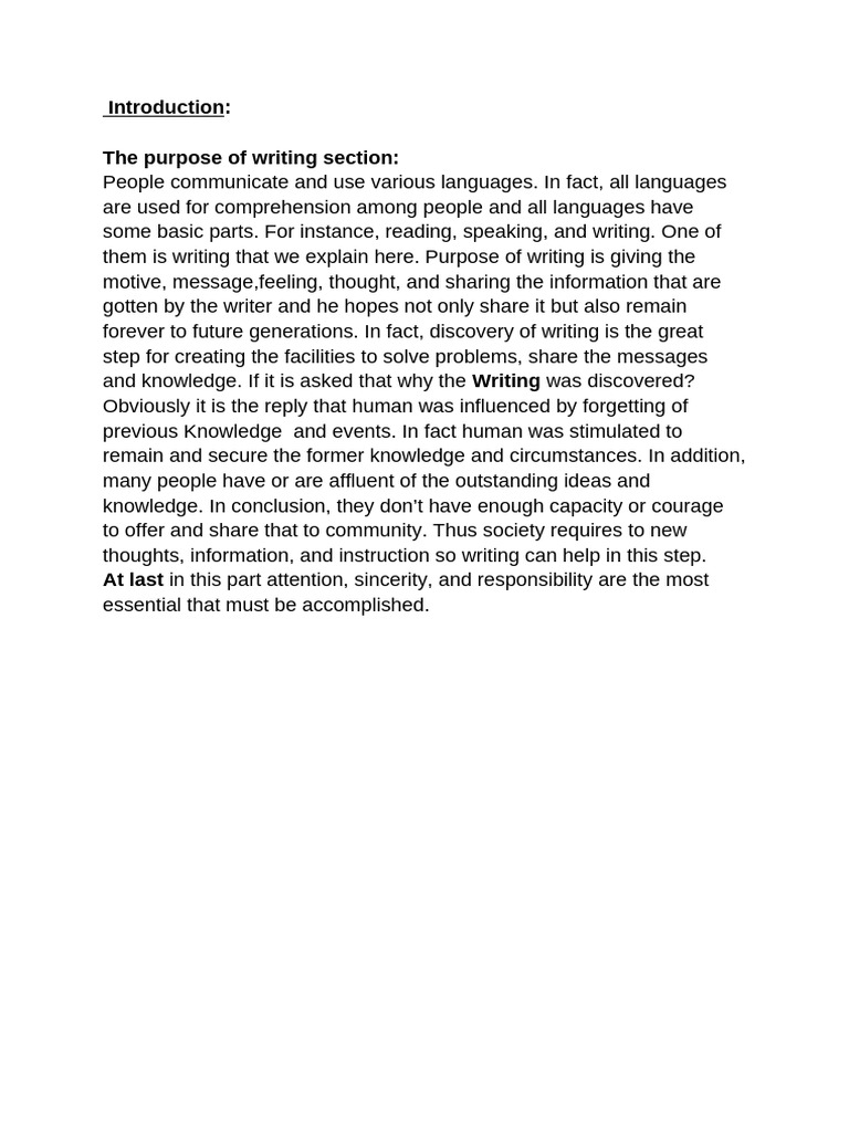 Writing Section of Advanced One | PDF