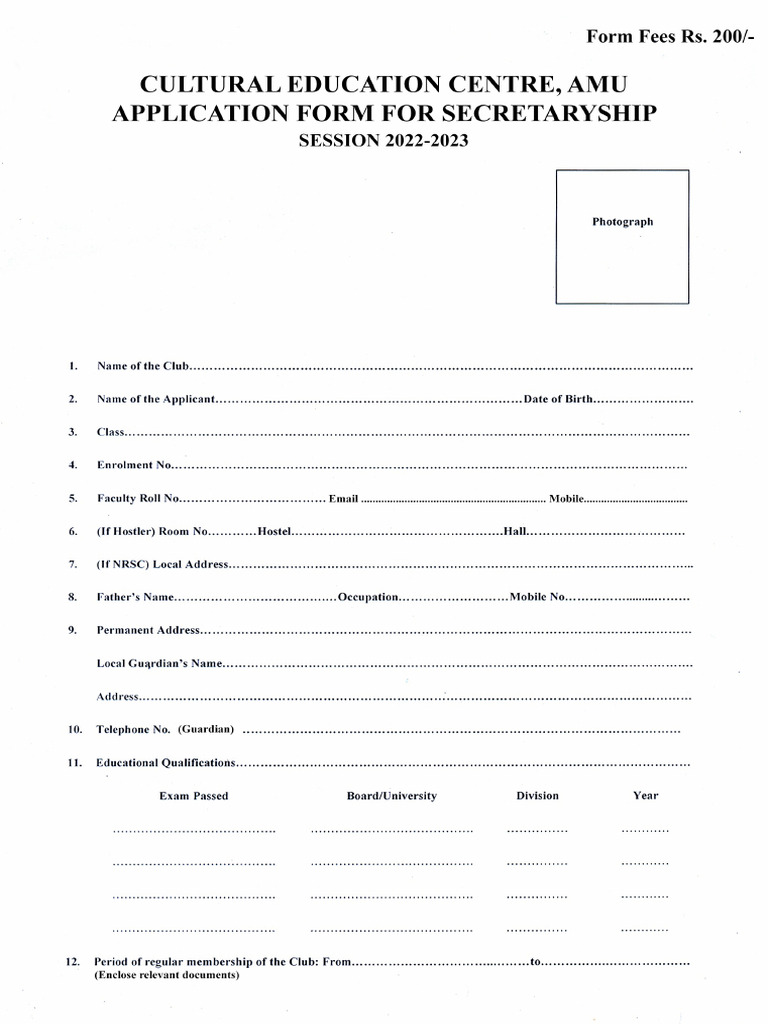 Secretaryship Form 2022 | PDF