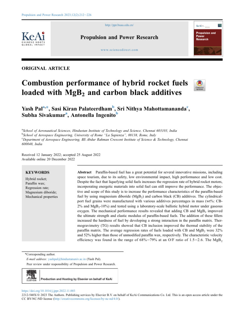 Combustion Performance of Hybrid Rocket Fuels Loaded - 2023 ...