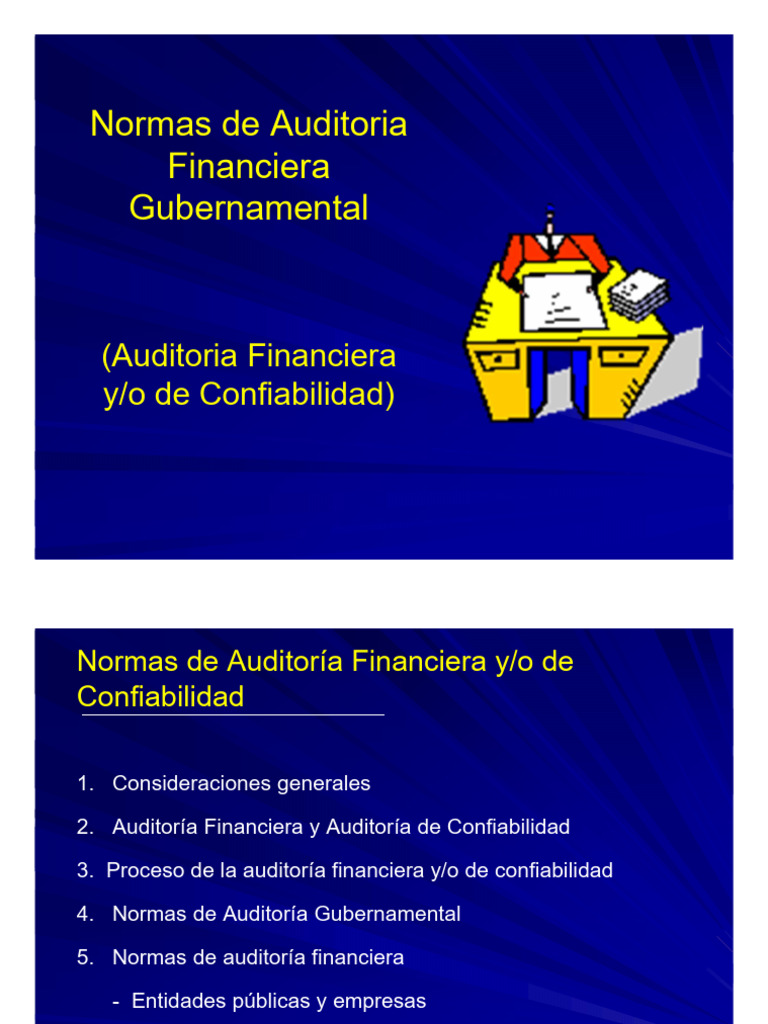 Normas de Auditoría Financiera Gubernamental | PDF | Auditoría | Contralor