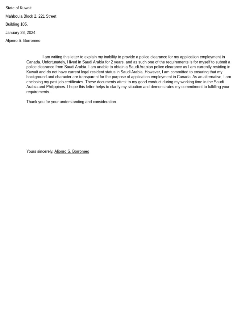 Explanation for Police Clearance Delay | PDF | Career & Growth ...