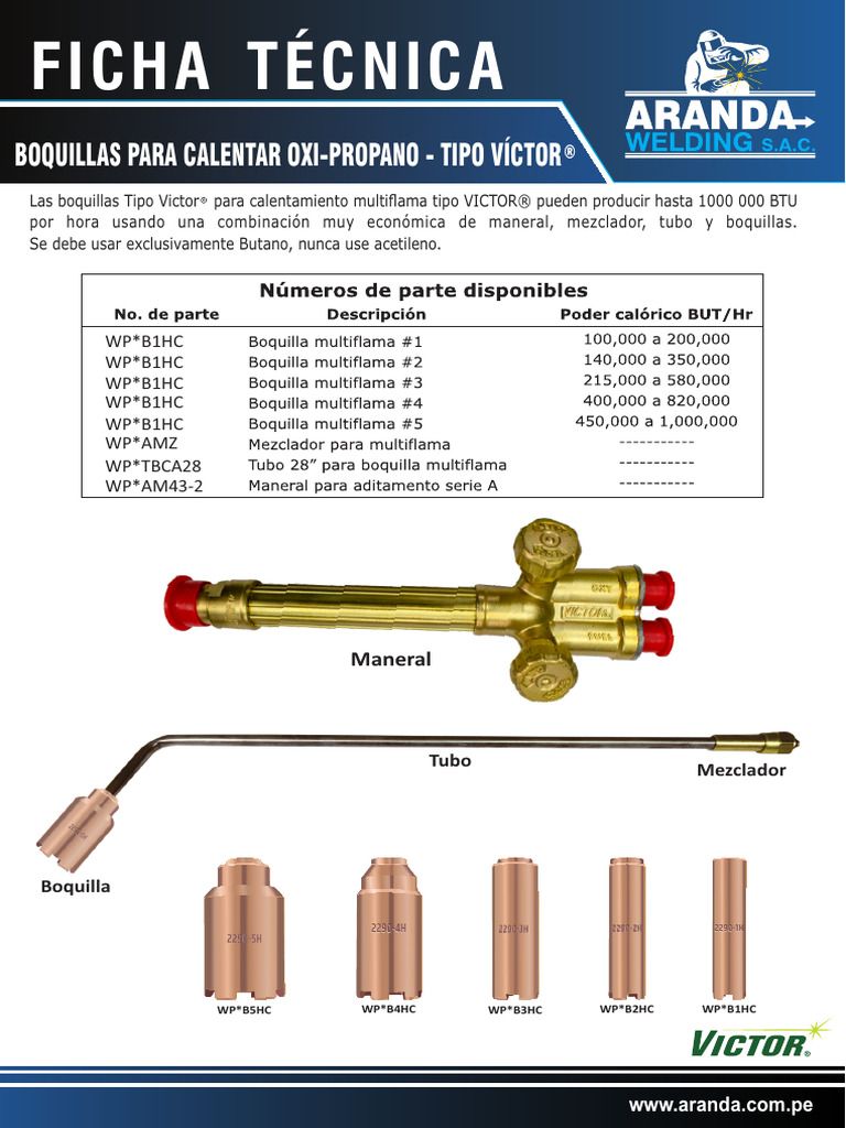 Boquillas de Calentamiento Multiflama-Victor | PDF