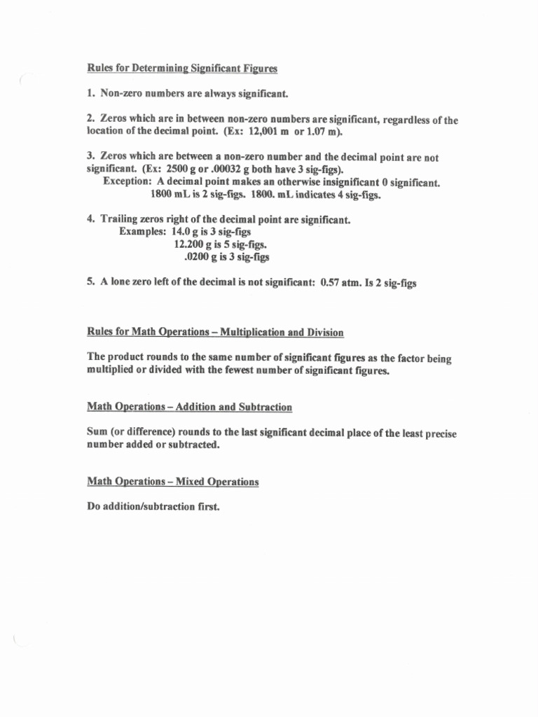 Sig Fig Rules | PDF