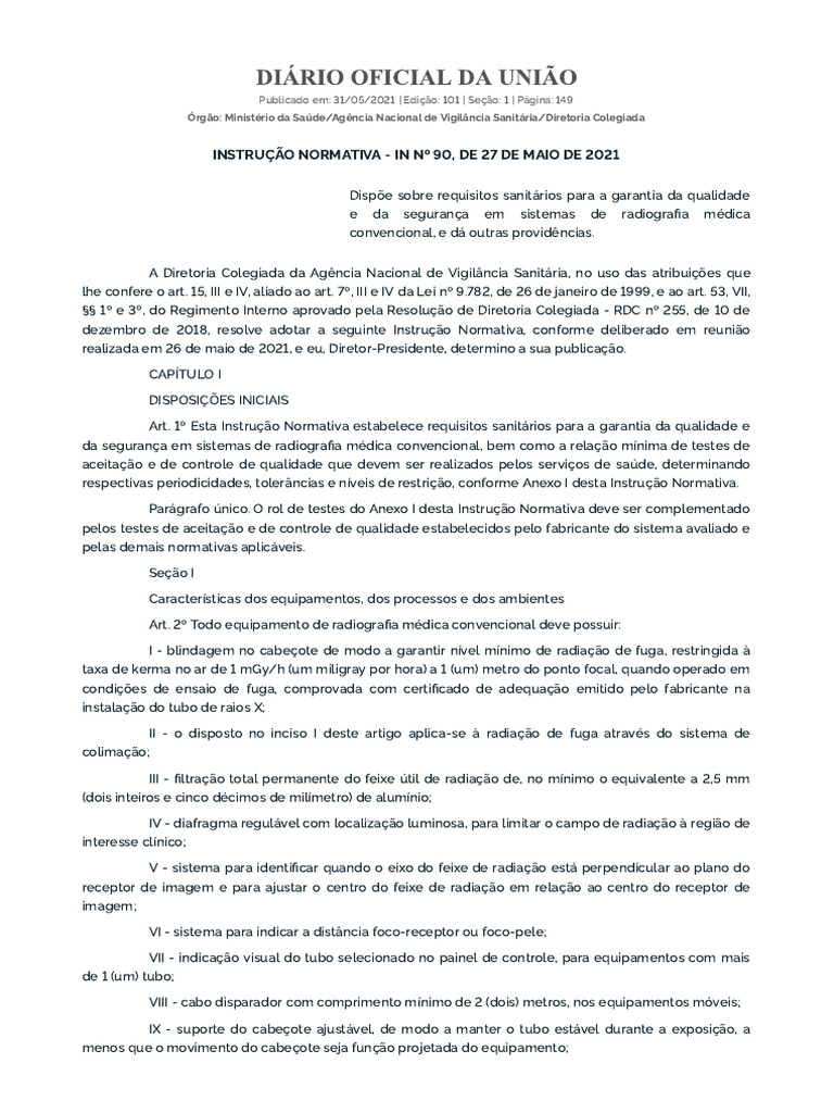 Instrução Normativa - in #90 - RX Medico Convencional | PDF